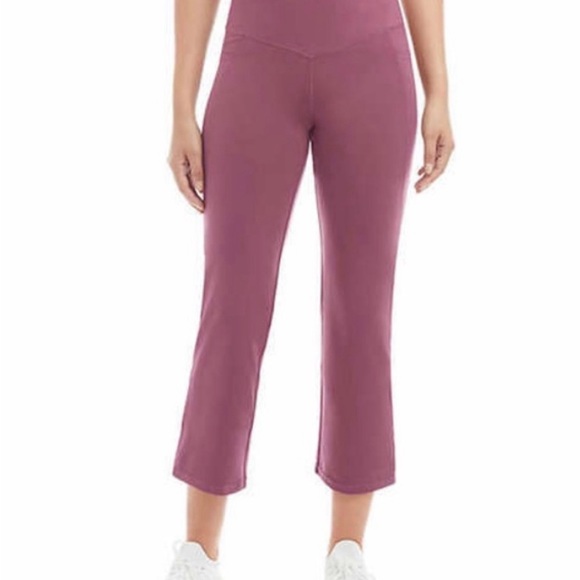 Jockey Ladies Yoga Capri Cropped Slit Flare Stretch Pant Mauve/Nocturne Size XL - Picture 4 of 5